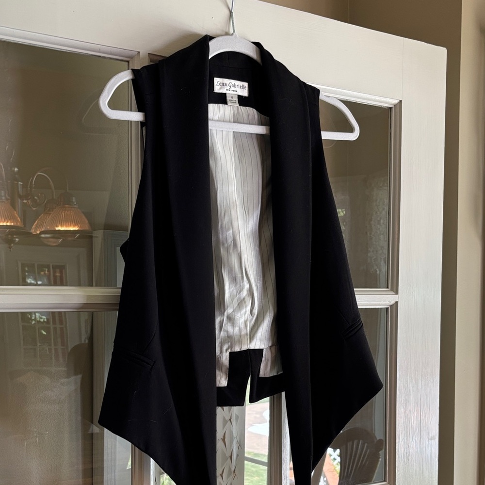 Lena Gabrielle  Black Open Front Vest